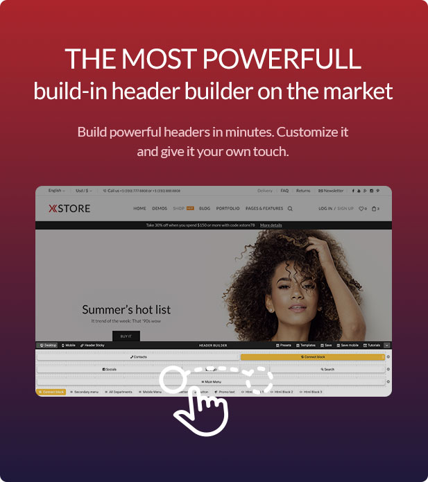 Xstore WooCommerce WordPress - header builder