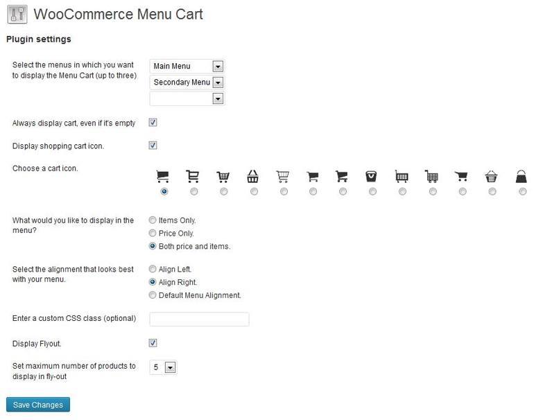 woocommerce menu cart